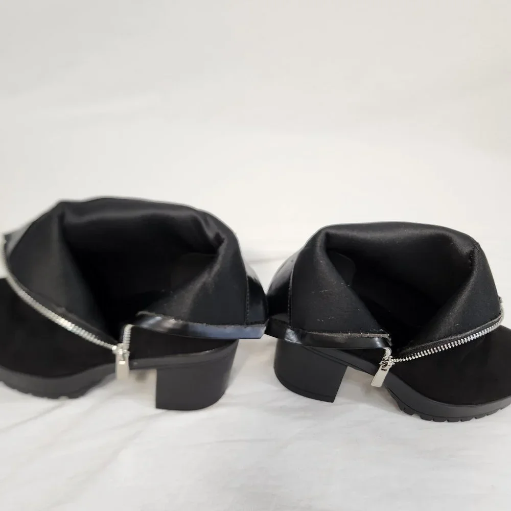 FRENCH CONNECTION Black Jasmine Lug Sole Vegan Side Zip Booties Size 8 LIKE NEW! - Picture 14 of 16